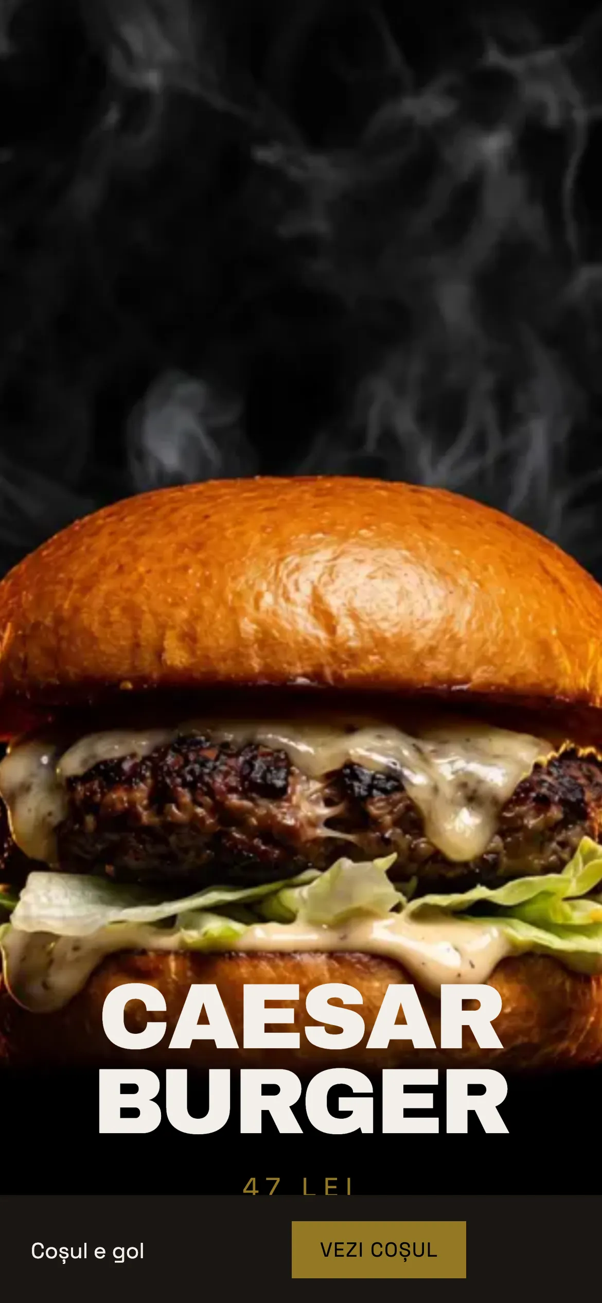 Riky's Burger pe telefon — ecranul de întâmpinare